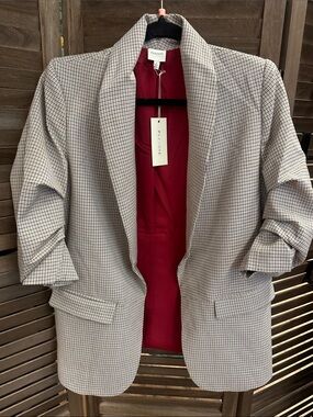 Micro-Check Blazer with Red Lining